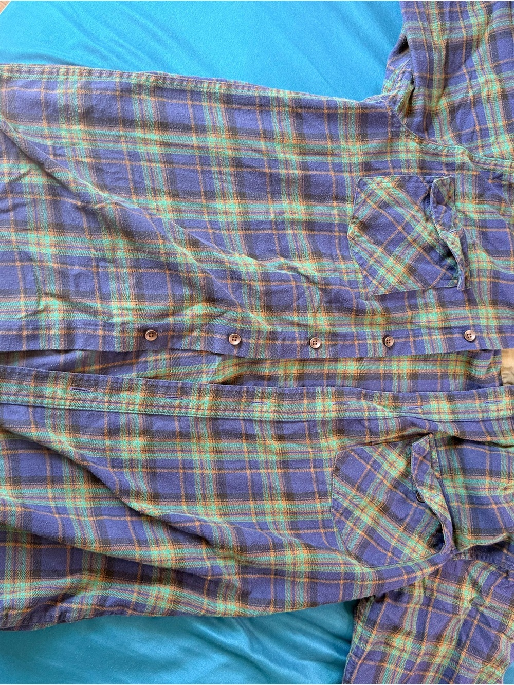 Men's Blue & Green Plaid Button-Up Jacket